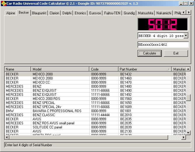 Mercedes becker radio code generator