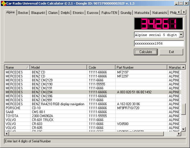 Car Radio Code Calculator Software