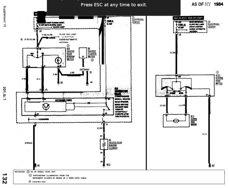 W201 Rear Window Heater Switch Wiring